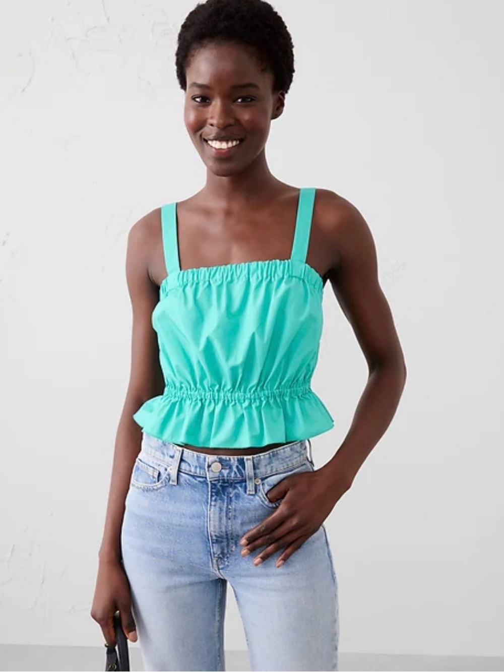 NWT Banana Republic Turquoise Ruffle-Trim Crop Tank Size XXS